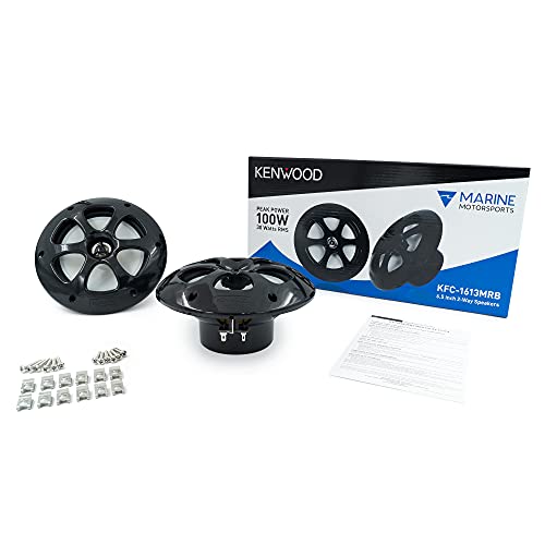 Kenwood KFC-1613MRB - 6.5 Inch 2 Way Coaxial Waterproof Marine/Motorsports/Car Speakers, Pair, 4 Ohm, 100 Peak Watts (Black) Kenwood KFC-1613MRB - 6.5 Inch 2 Way Coaxial Waterproof Marine/Motorsports/Car Speakers, Pair, 4 Ohm, 100 Peak Watts (Black)